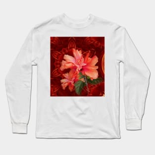 Orange hibiscus and vibrant kaleidoscope Long Sleeve T-Shirt